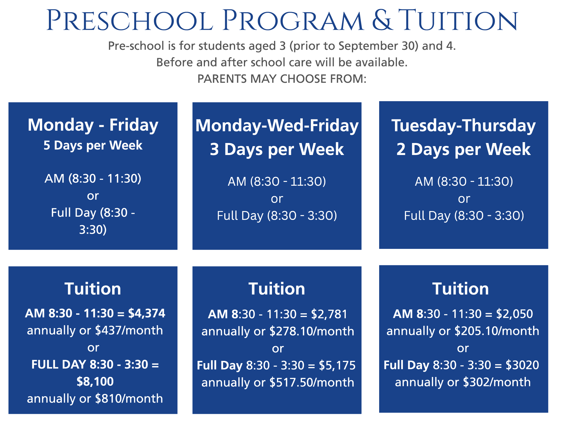 Monday - Friday 5 Days per Week